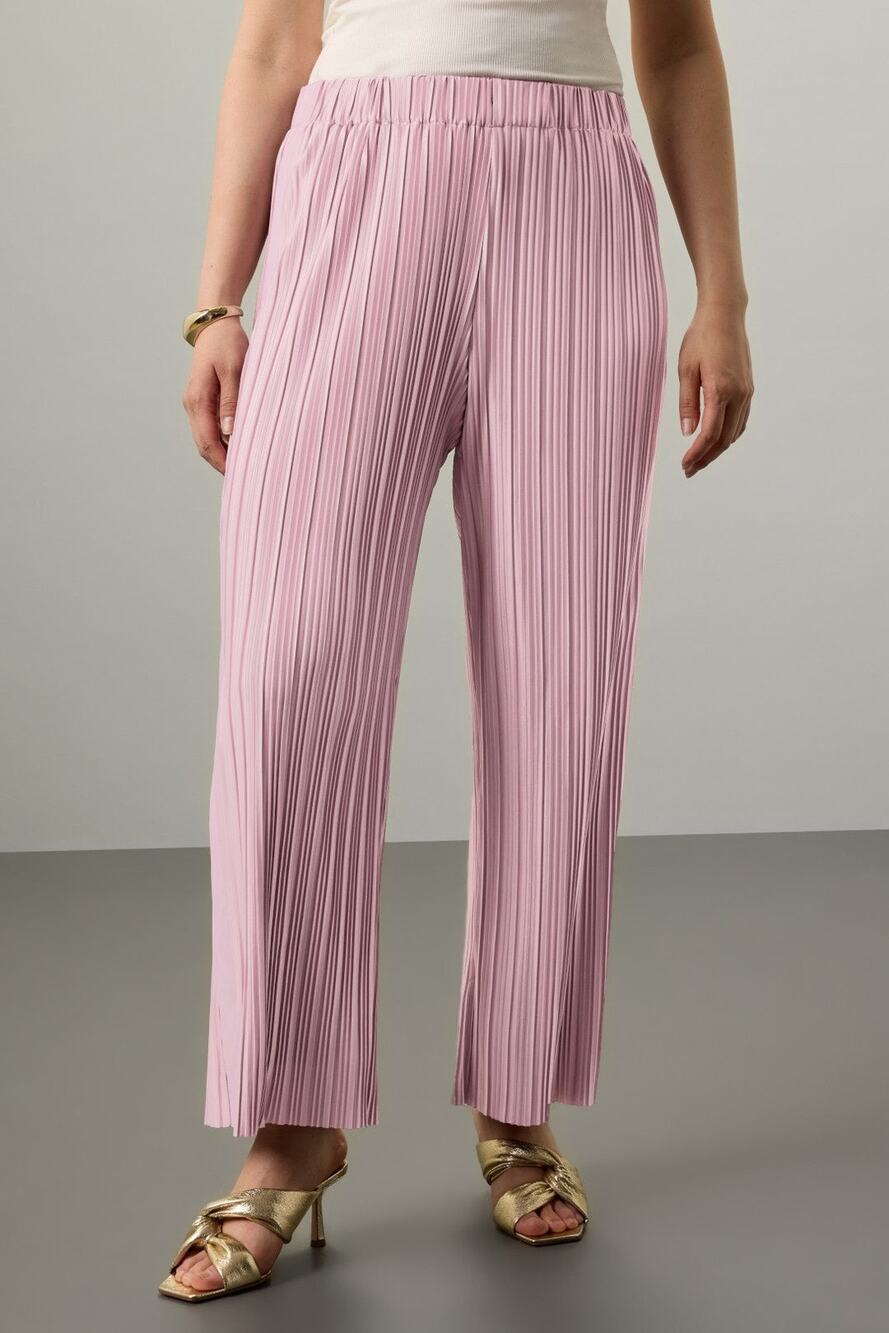 Atlein RTR Sz 12 Mauve Pink Plisse Pleated Pull-On Wide Leg Culotte Pants
